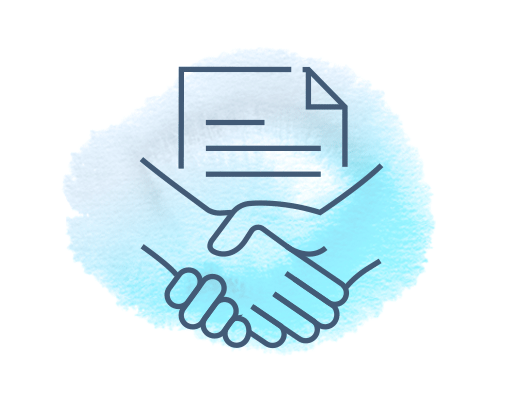 handshake file blue icon