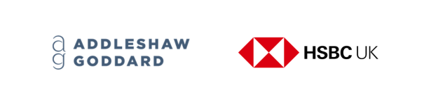Addleshaw Goddard logo with tagline 'More imagination more impact', next to HSBC UK logo.